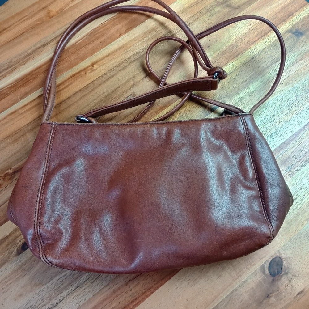 Vintage Liz Claiborne Brown Soft Leather Purse‎ Crossbody Shoulder Handbag